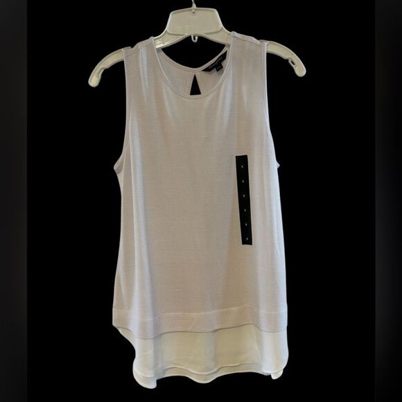 NEW BANANA REPUBLIC White layered silky hem TANK TUNIC TOP S - Picture 1 of 11